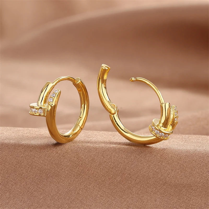 925 Silver Plated Zircon Round Circle Hoop Earring