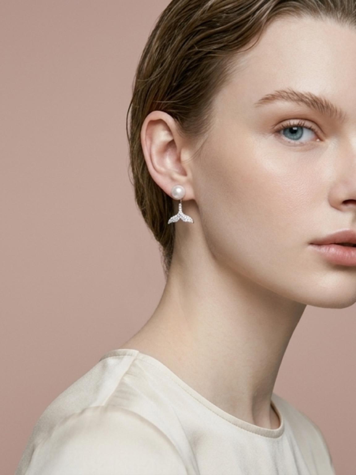 Mermaid Tail Pearl Stud Earrings
